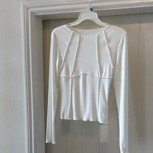 Commense Brand Elegant White Long Sleeve Top New, Medium